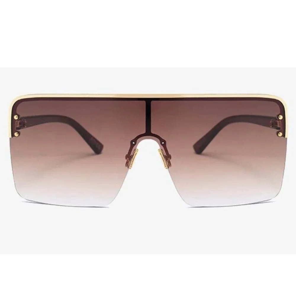 Rimless Sunglasses Men Hip Hop‎ One Piece Big Sun Glasses Shades Eyewear UV400